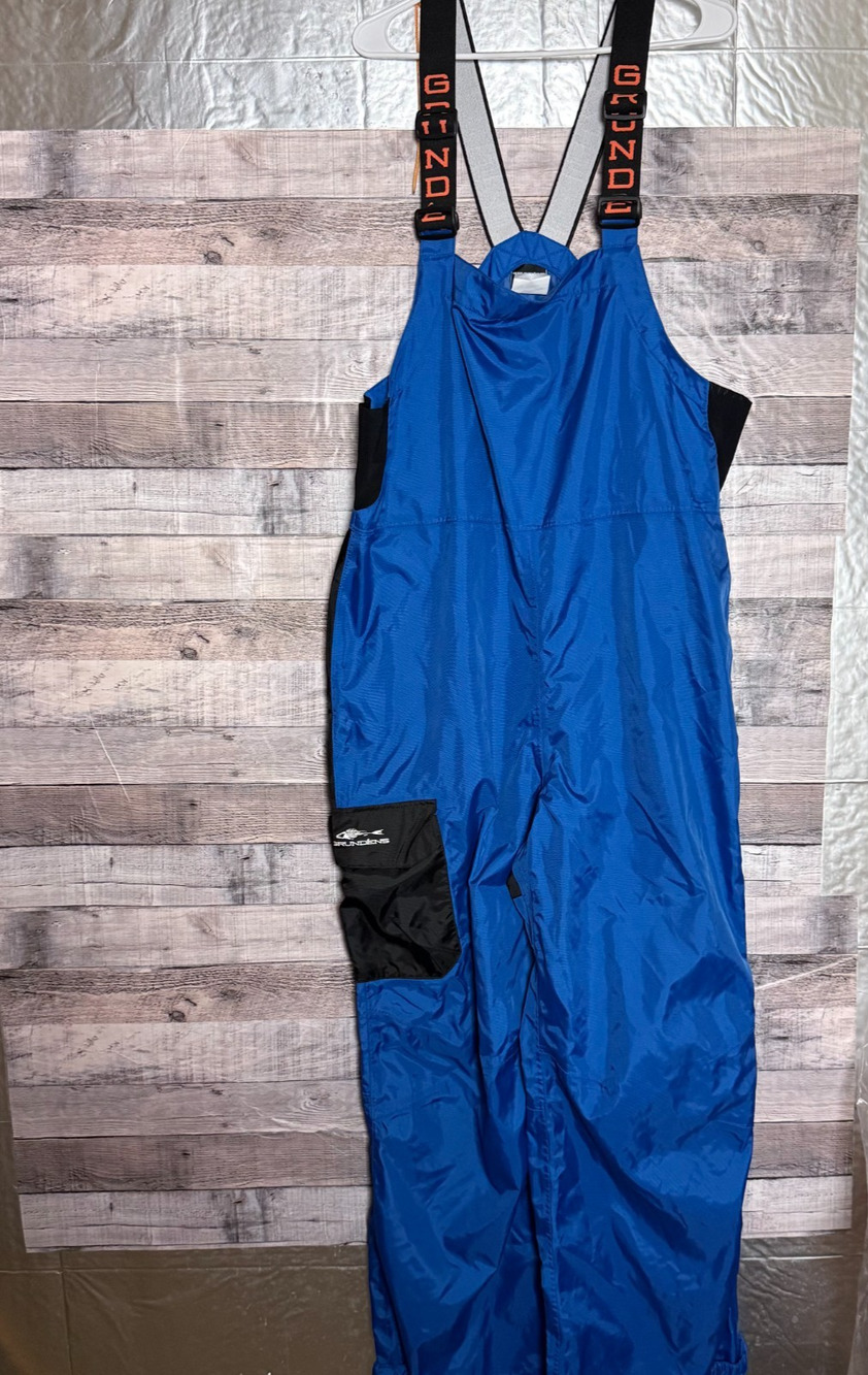 Grundens Weather Watch Bib Overalls Fishing Mens Large Blue Pocket Outdoors